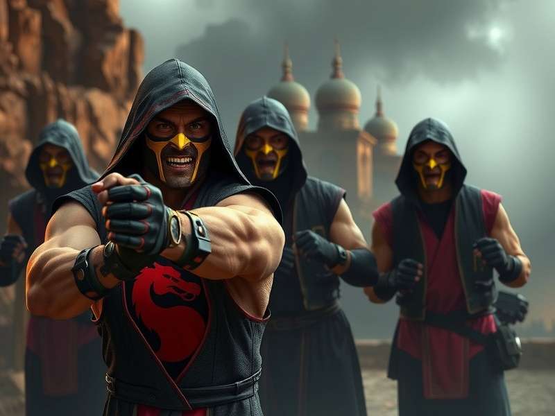 Mortal Kombat 1995 movie cast group photo behind the scenes