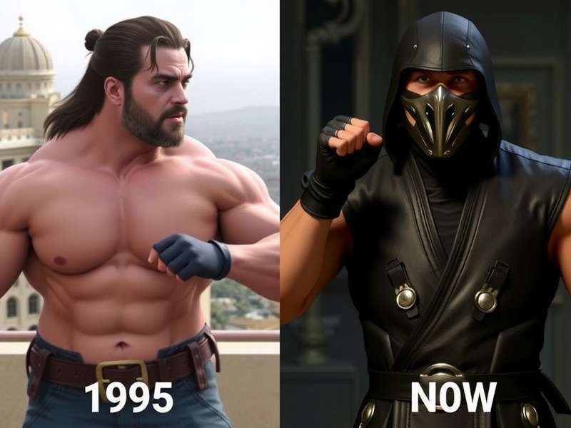 Mortal Kombat 1995 cast then and now comparison collage featuring Linden Ashby, Robin Shou, and Cary-Hiroyuki Tagawa