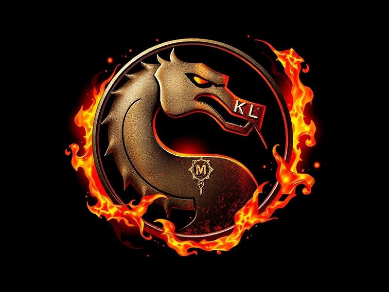 Original Mortal Kombat arcade cabinet with the classic dragon logo