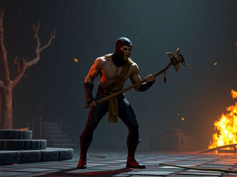 Mortal Kombat 2 trailer screenshot showing Sub-Zero and Scorpion facing off in a neon-lit city