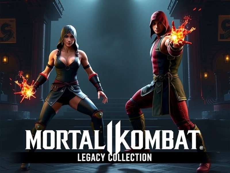 Mortal Kombat Legacy Collection character roster art showing Scorpion, Sub-Zero, Raiden, and Kitana
