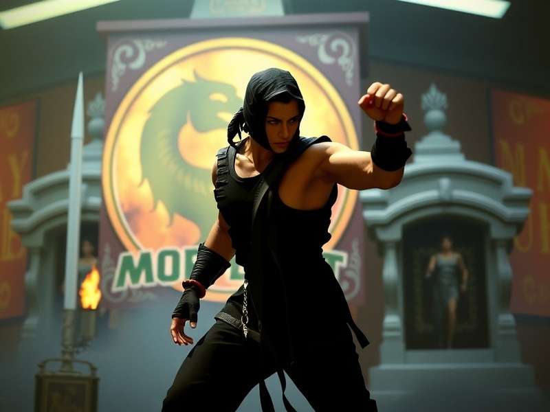 Official theatrical poster for Mortal Kombat 1995 movie featuring Liu Kang, Sonya Blade, and Johnny Cage