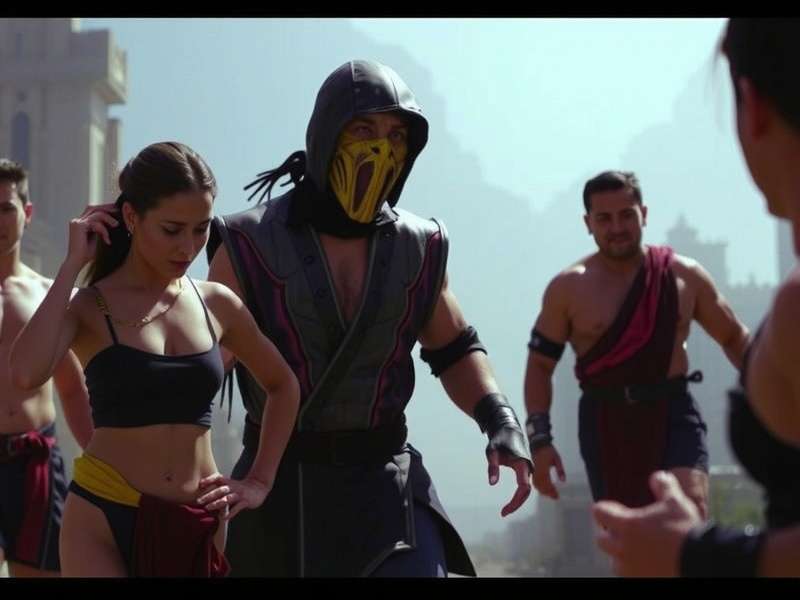Screenshot from the 1995 Mortal Kombat movie trailer showing Liu Kang fighting