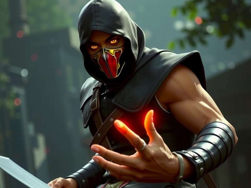 Official Mortal Kombat 2 trailer screenshot showing Johnny Cage and Kenshi facing off