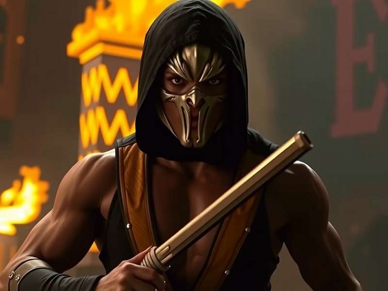 Exclusive behind the scenes look at Mortal Kombat 2 movie set showing Sub-Zero and Scorpion fight choreography