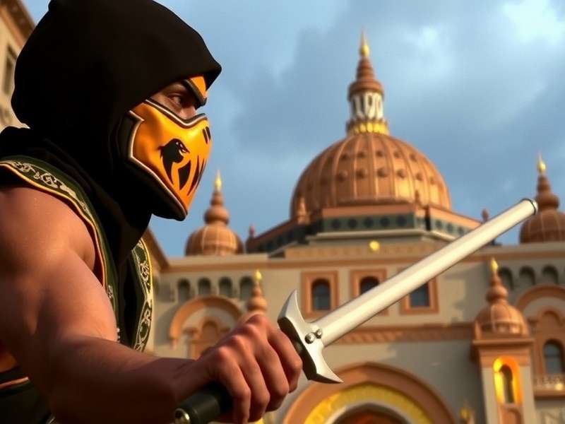 Mortal Kombat 1995 movie intro scene showing dark temple and stormy sky