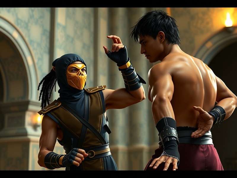 Scorpion vs Johnny Cage fight scene from 1995 Mortal Kombat movie