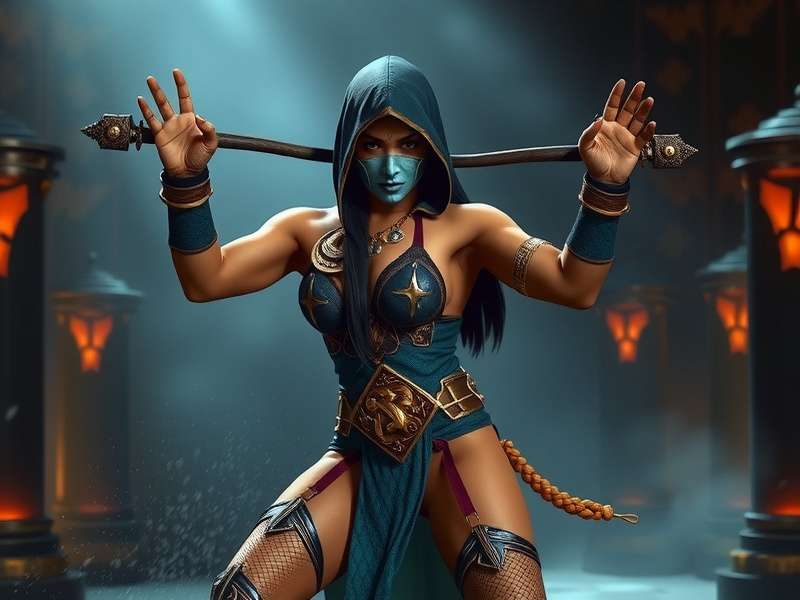 Kitana in Mortal Kombat 11 with her fans and Edenian blades