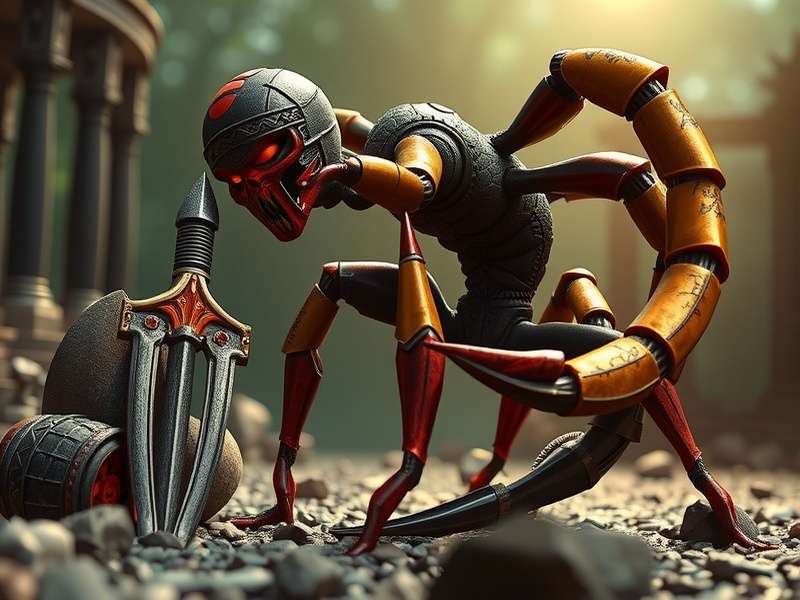 Scorpion from Mortal Kombat 11 performing his Hellfire Spear move