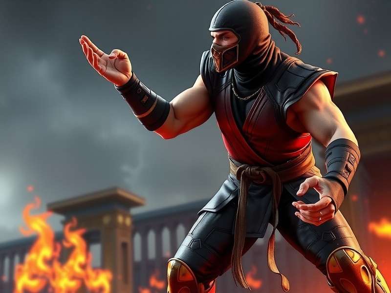 Mortal Kombat fight scene with Scorpion and Sub-Zero