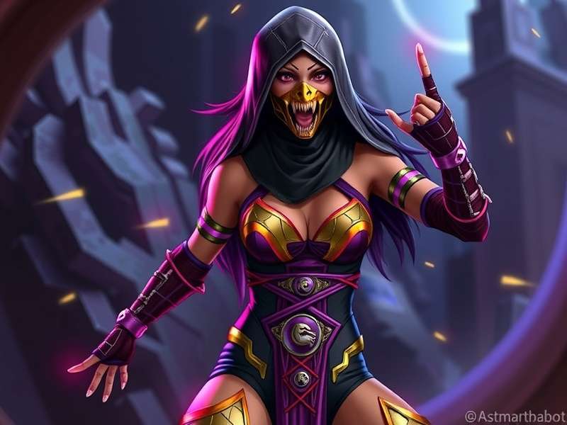 Mileena in Mortal Kombat 1 showing her Tarkatan teeth and sais