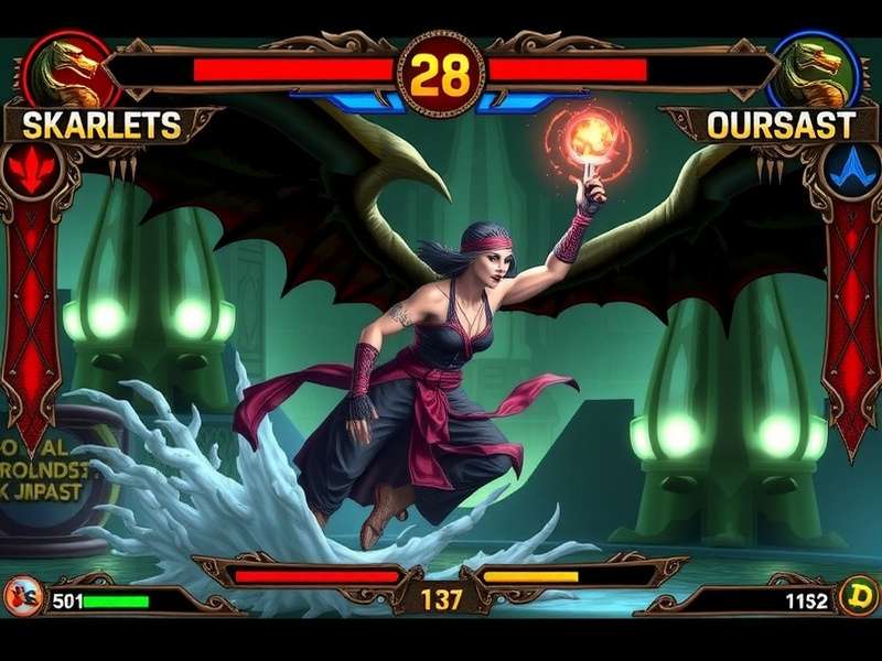Skarlet in Mortal Kombat 11 using her blood magic powers