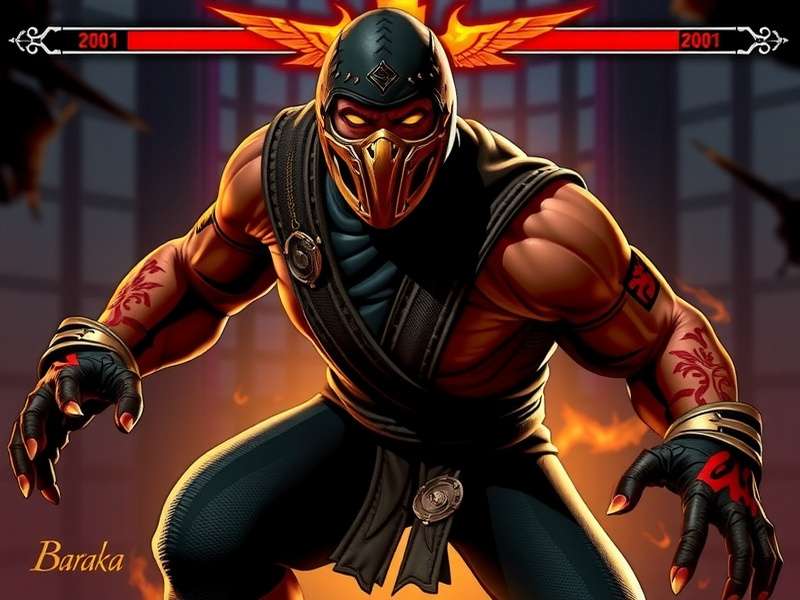 Baraka in Mortal Kombat 11 showcasing his arm blades and aggressive stance