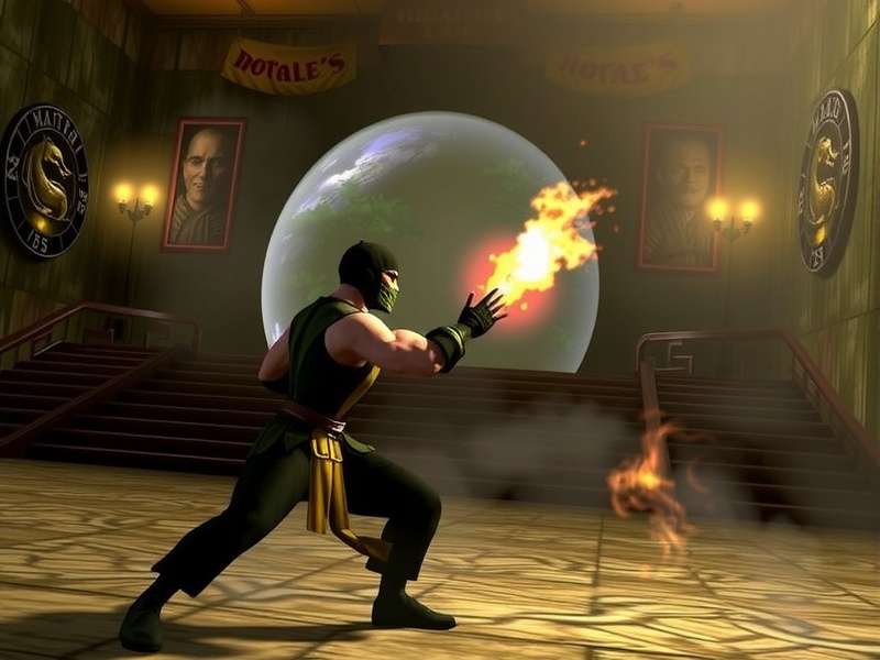 Official screenshot from the Mortal Kombat 2 Italian trailer showing Scorpion and Sub-Zero facing off