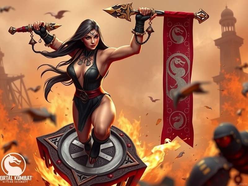 Nitara in Mortal Kombat 1 with wings spread, attacking with blood magic