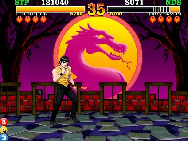 Secret fight against Reptile on the Pit stage in Mortal Kombat SNES