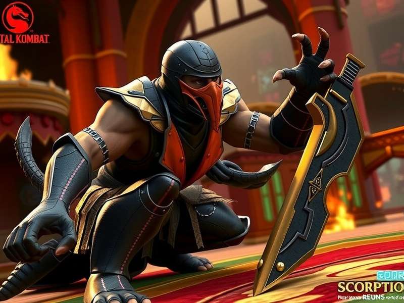 Scorpion in Mortal Kombat 1 performing Hellfire fatality